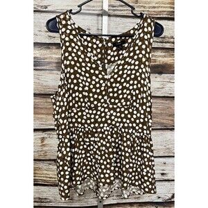 J.Crew Tan Polka Dot Sleeveless Peplum Top Size 12 New Blouse
